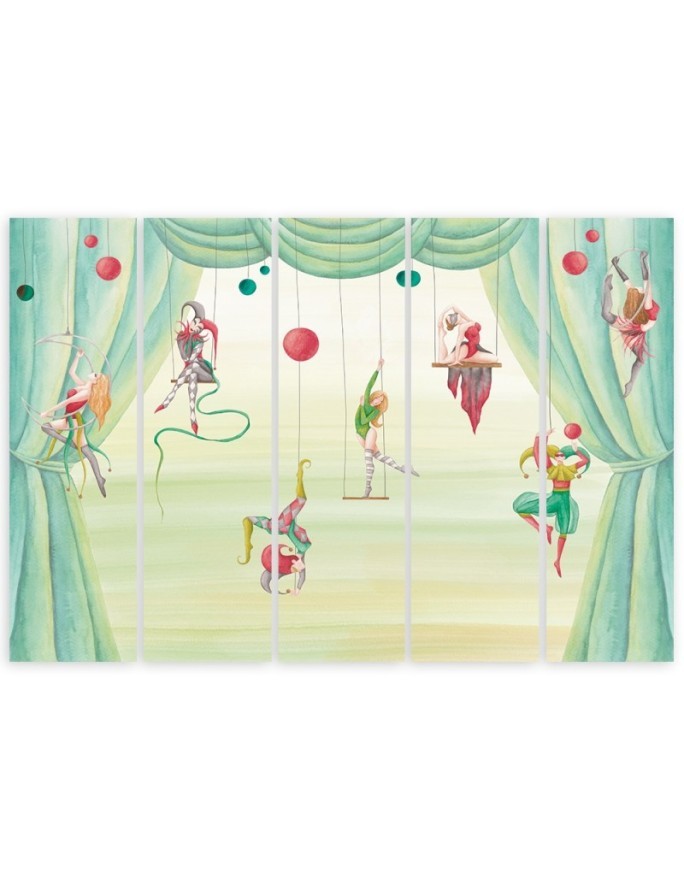 Canvas print for children's room 5 parts - Acrobats circus | FEEBY
