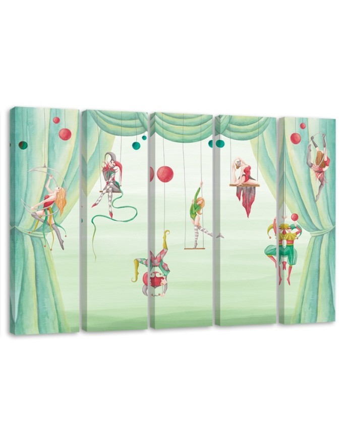 Canvas print for children's room 5 parts - Acrobats circus | FEEBY