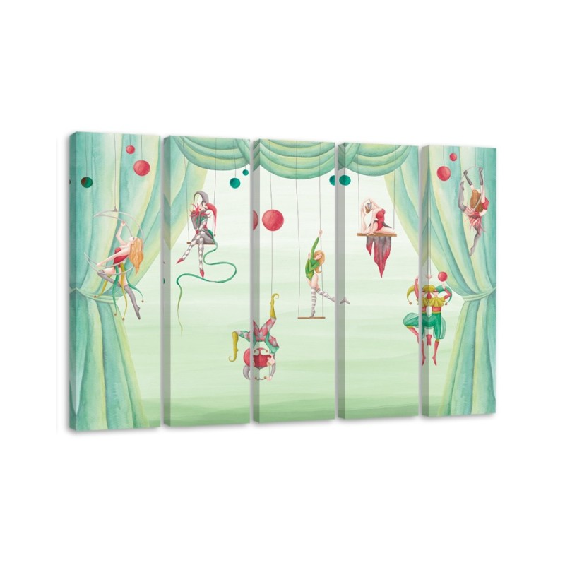Canvas print for children's room 5 parts - Acrobats circus | FEEBY