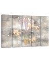 Wall art for children 5 panel - Hot air balloon flying house and fish | FEEBY