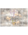 Wall art for children 5 panel - Hot air balloon flying house and fish | FEEBY