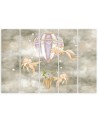 Wall art for children 5 panel - Hot air balloon flying house and fish | FEEBY