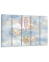 Wall art for children 5 panel - Hot air balloon flying house and fish | FEEBY