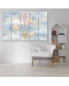 Wall art for children 5 panel - Hot air balloon flying house and fish | FEEBY