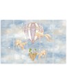 Wall art for children 5 panel - Hot air balloon flying house and fish | FEEBY