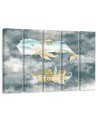 Canvas print for children five-piece - Flying whale and ship | FEEBY