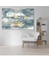 Canvas print for children five-piece - Flying whale and ship | FEEBY