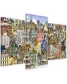 Canvas print for children's room triptych - Merry city | FEEBY
