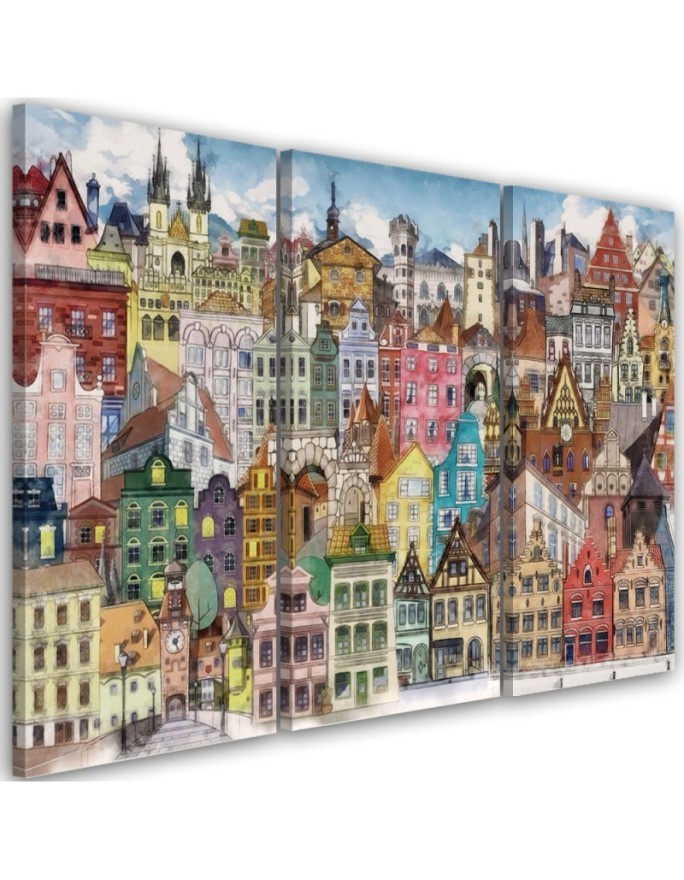 Painting for a child's room 3-part - Merry city | FEEBY