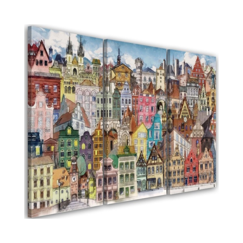Painting for a child's room 3-part - Merry city | FEEBY