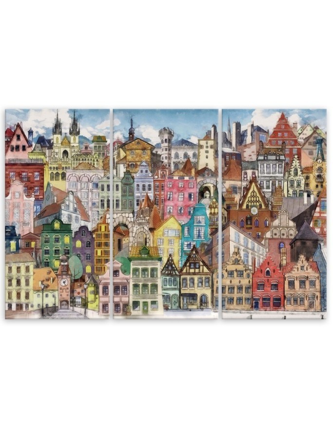 Painting for a child's room 3-part - Merry city | FEEBY