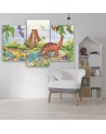 Canvas print for a child's room 3 parts - Dinosaurs at the lake | FEEBY