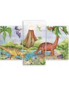 Canvas print for a child's room 3 parts - Dinosaurs at the lake | FEEBY