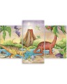 Canvas print for a child's room 3 parts - Dinosaurs at the lake | FEEBY