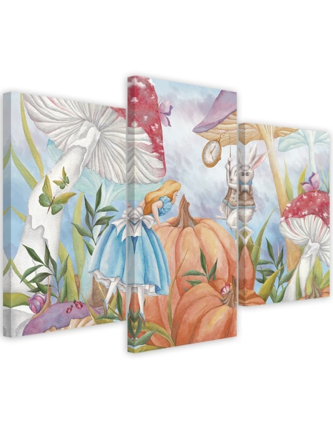 3 piece Canvas print for a child's room triptych - Little Alice in Wonderland | FEEBY