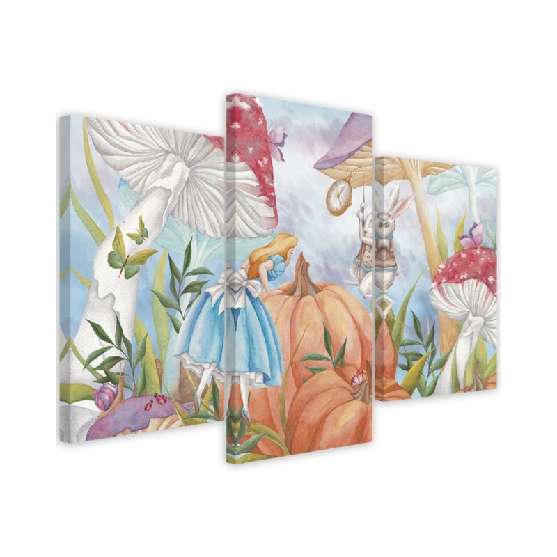 3 piece Canvas print for a child's room triptych - Little Alice in Wonderland | FEEBY