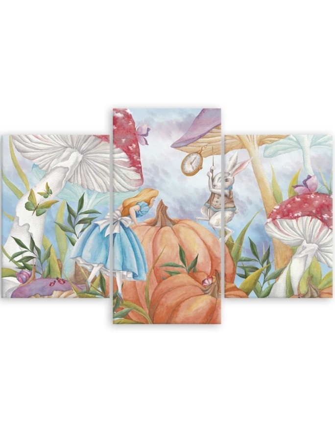 3 piece Canvas print for a child's room triptych - Little Alice in Wonderland | FEEBY