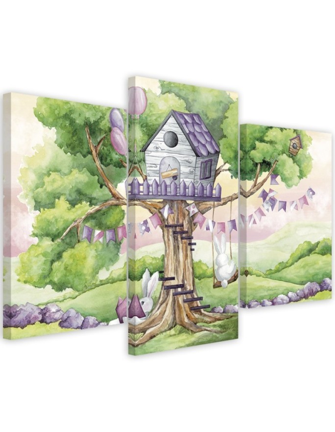 Children's picture - White rabbits tree house | FEEBY