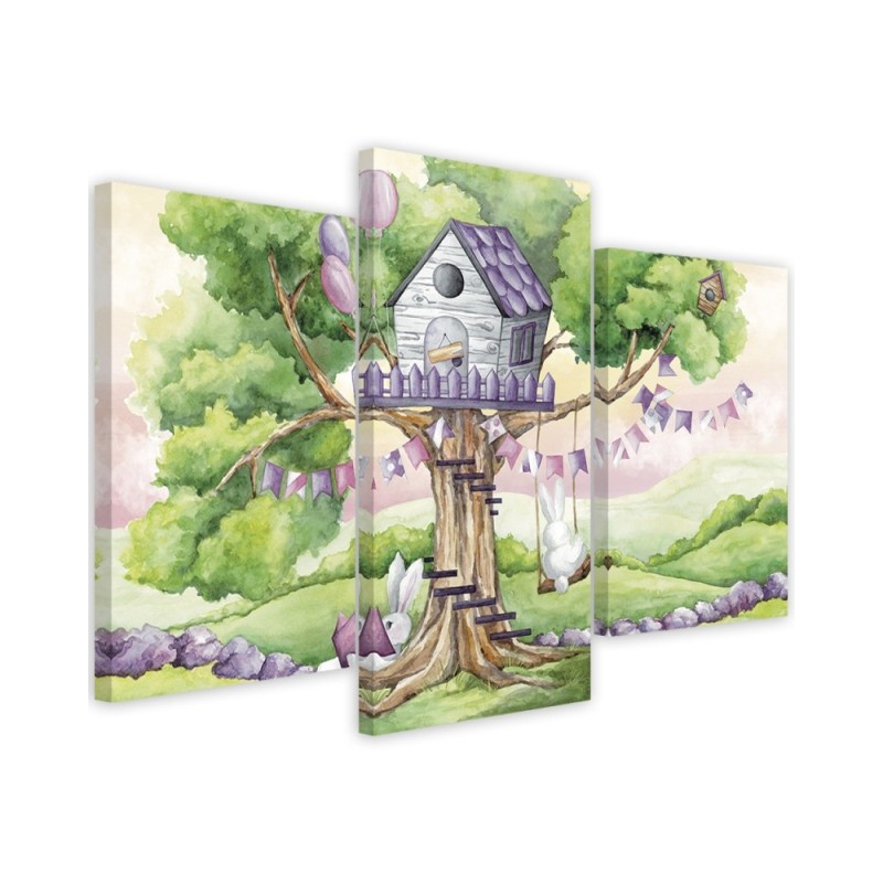 Children's picture - White rabbits tree house | FEEBY
