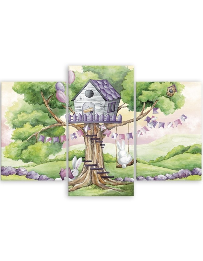 Children's picture - White rabbits tree house | FEEBY