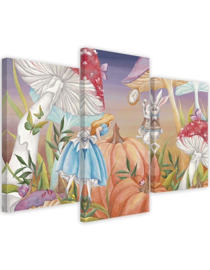 Painting for children triptych - Little Alice in the wonderland | FEEBY