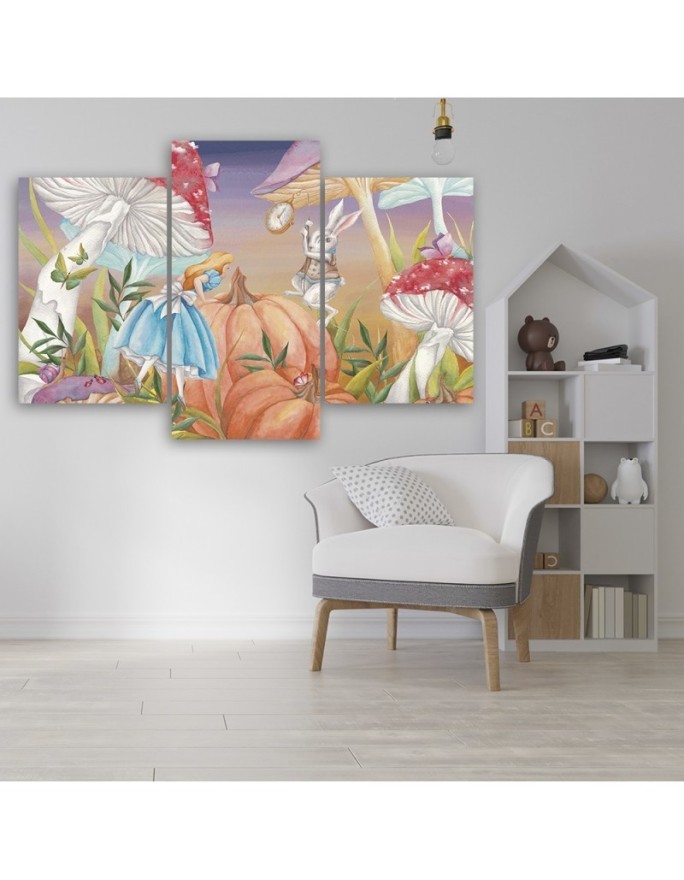 Painting for children triptych - Little Alice in the wonderland | FEEBY