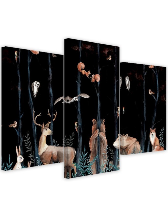 Painting on canvas for children - Forest animals deer bear fox | FEEBY