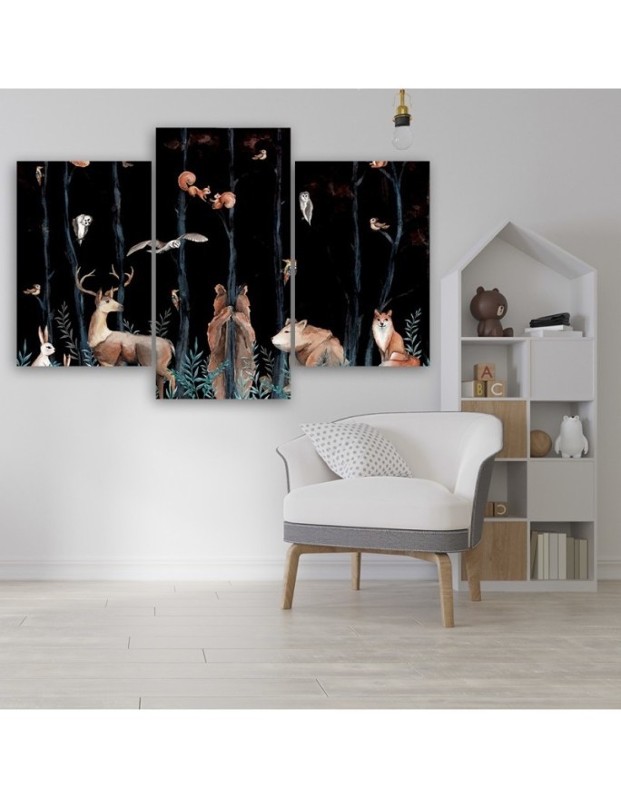 Painting on canvas for children - Forest animals deer bear fox | FEEBY