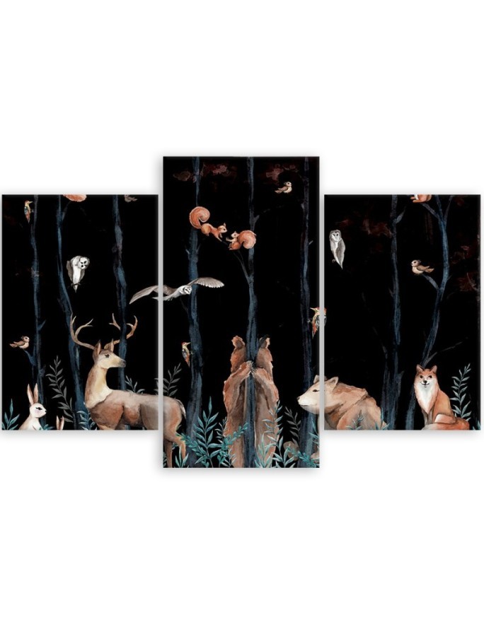 Painting on canvas for children - Forest animals deer bear fox | FEEBY