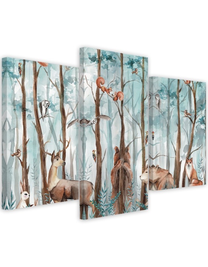Painting on canvas for children - Forest animals deer bear fox | FEEBY