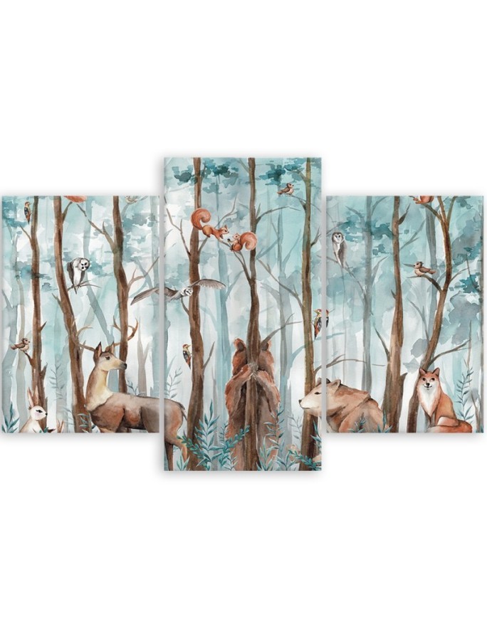 Painting on canvas for children - Forest animals deer bear fox | FEEBY