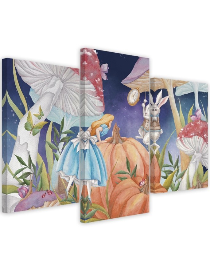 Painting for children triptych - Little Alice in Wonderland | FEEBY