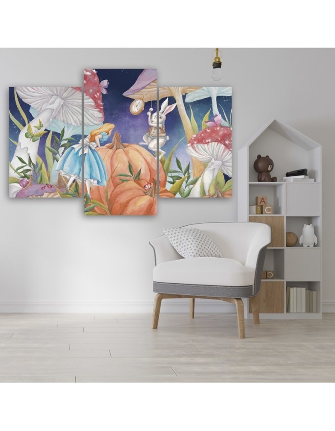 Painting for children triptych - Little Alice in Wonderland | FEEBY