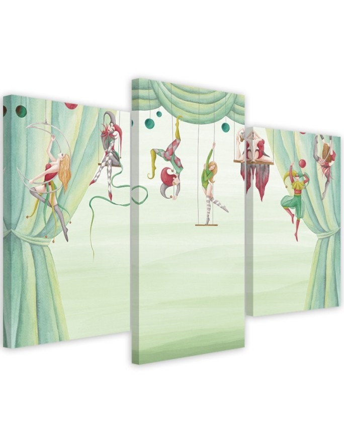 Painting for children's room triptych - Circus acrobats | FEEBY