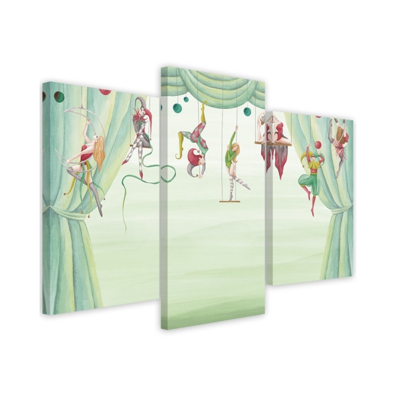 Painting for children's room triptych - Circus acrobats | FEEBY