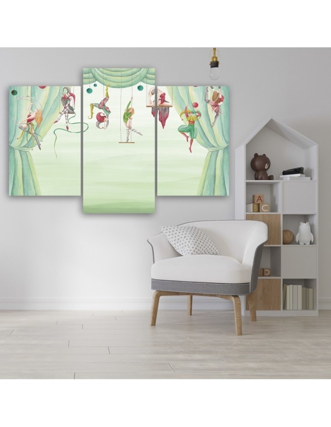 Painting for children's room triptych - Circus acrobats | FEEBY