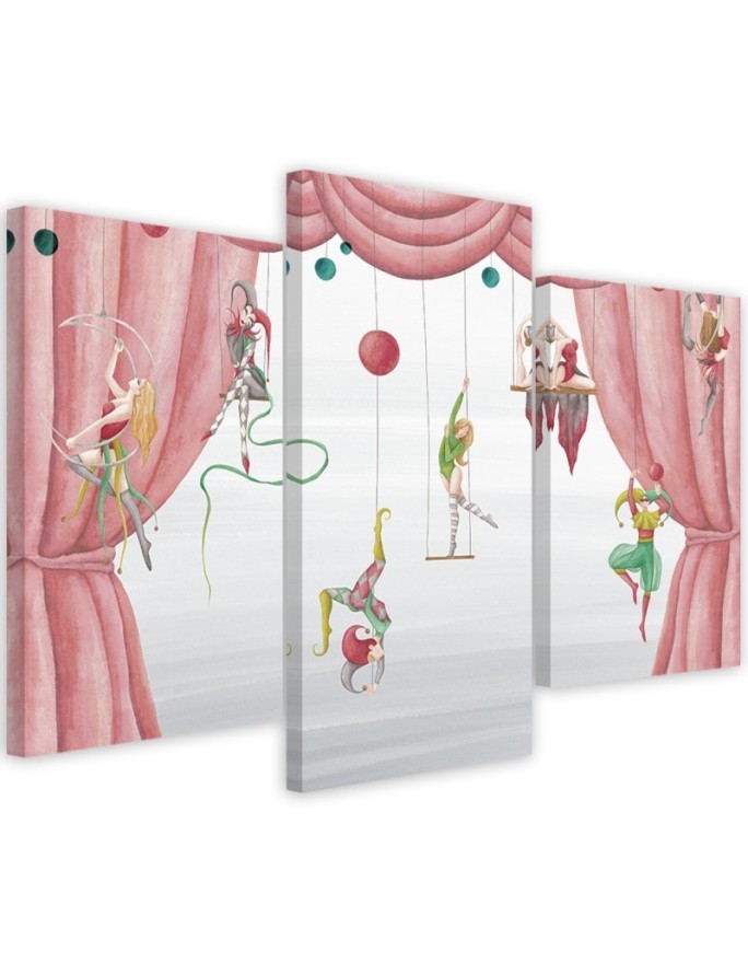Canvas print for a child's room triptych - Circus acrobats | FEEBY