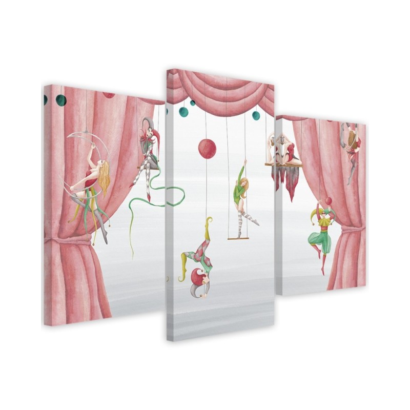 Canvas print for a child's room triptych - Circus acrobats | FEEBY