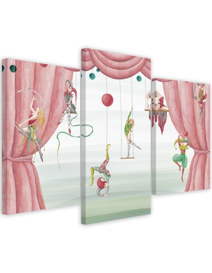 Canvas print for a child's bedroom triptych - Circus acrobats | FEEBY