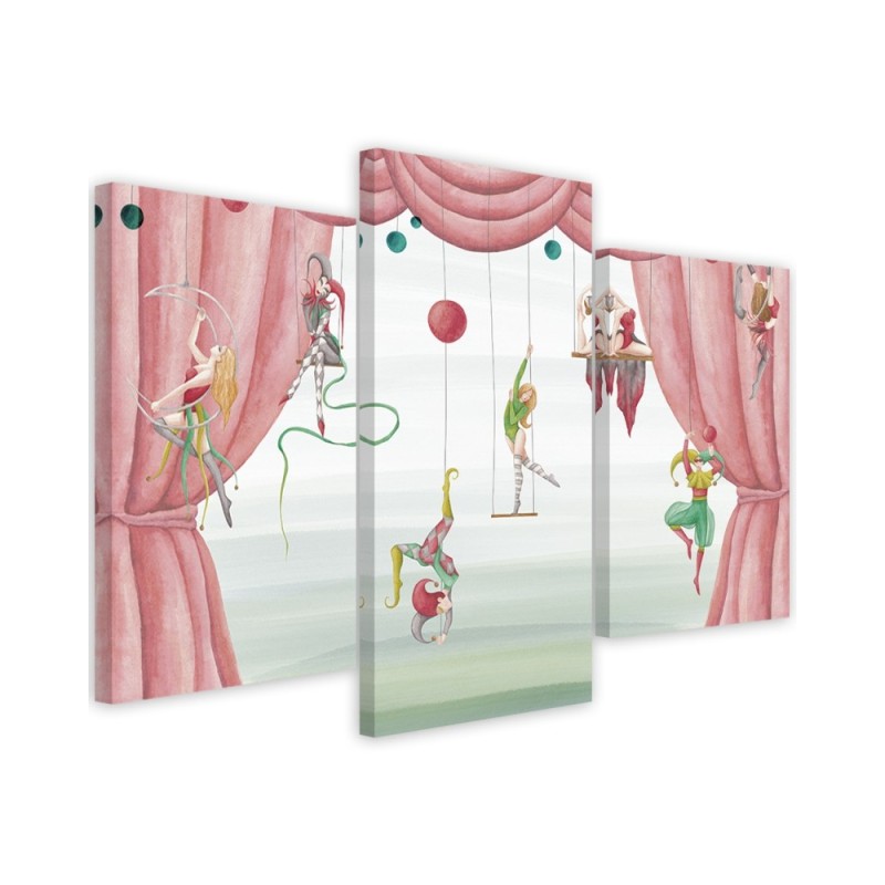 Canvas print for a child's bedroom triptych - Circus acrobats | FEEBY