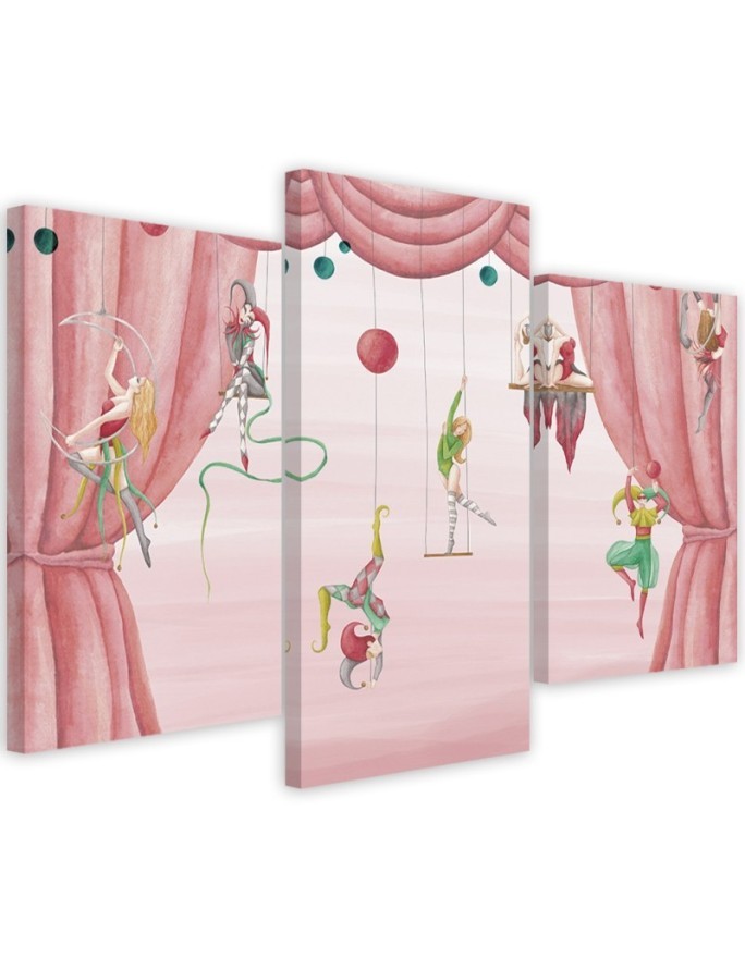 Canvas print for a child's bedroom triptych - Circus acrobats | FEEBY