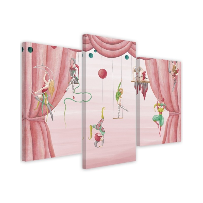 Canvas print for a child's bedroom triptych - Circus acrobats | FEEBY