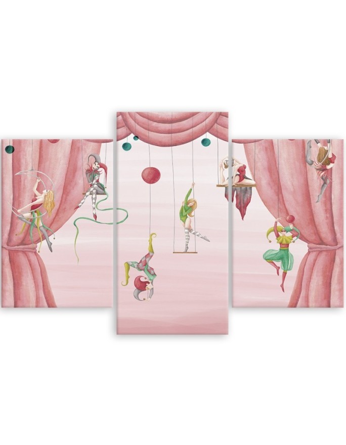 Canvas print for a child's bedroom triptych - Circus acrobats | FEEBY