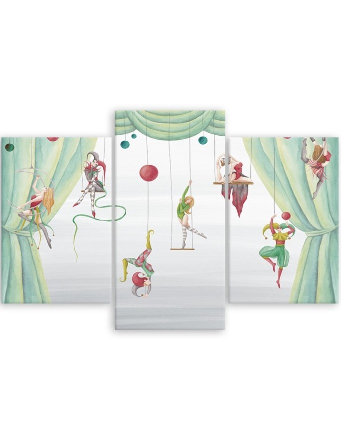Canvas print for a child's bedroom triptych - Circus acrobats | FEEBY