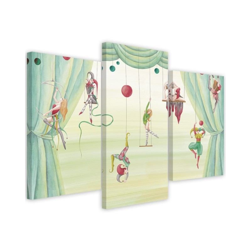 Canvas print for a child's bedroom triptych - Circus acrobats | FEEBY