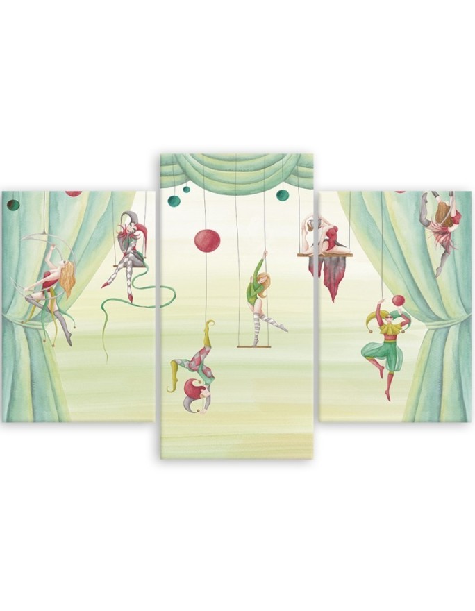 Canvas print for a child's bedroom triptych - Circus acrobats | FEEBY