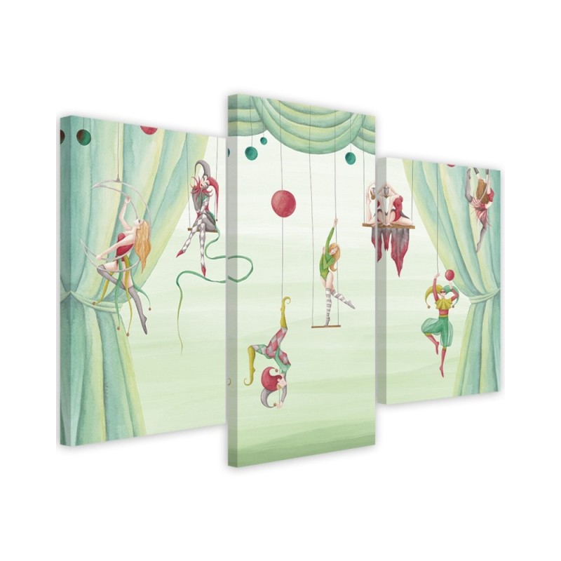 Canvas print for a child's room triptych - Circus acrobats | FEEBY