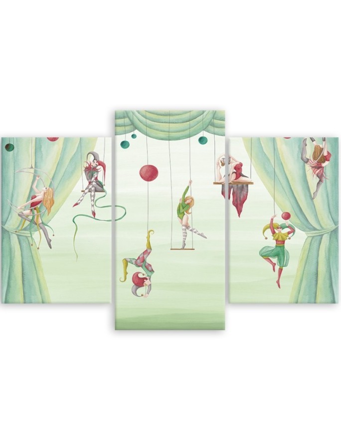 Canvas print for a child's room triptych - Circus acrobats | FEEBY