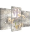 Canvas print 3-part - Hot air balloon flying house and fish | FEEBY