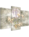 Canvas print 3-part - Hot air balloon flying house and fish | FEEBY